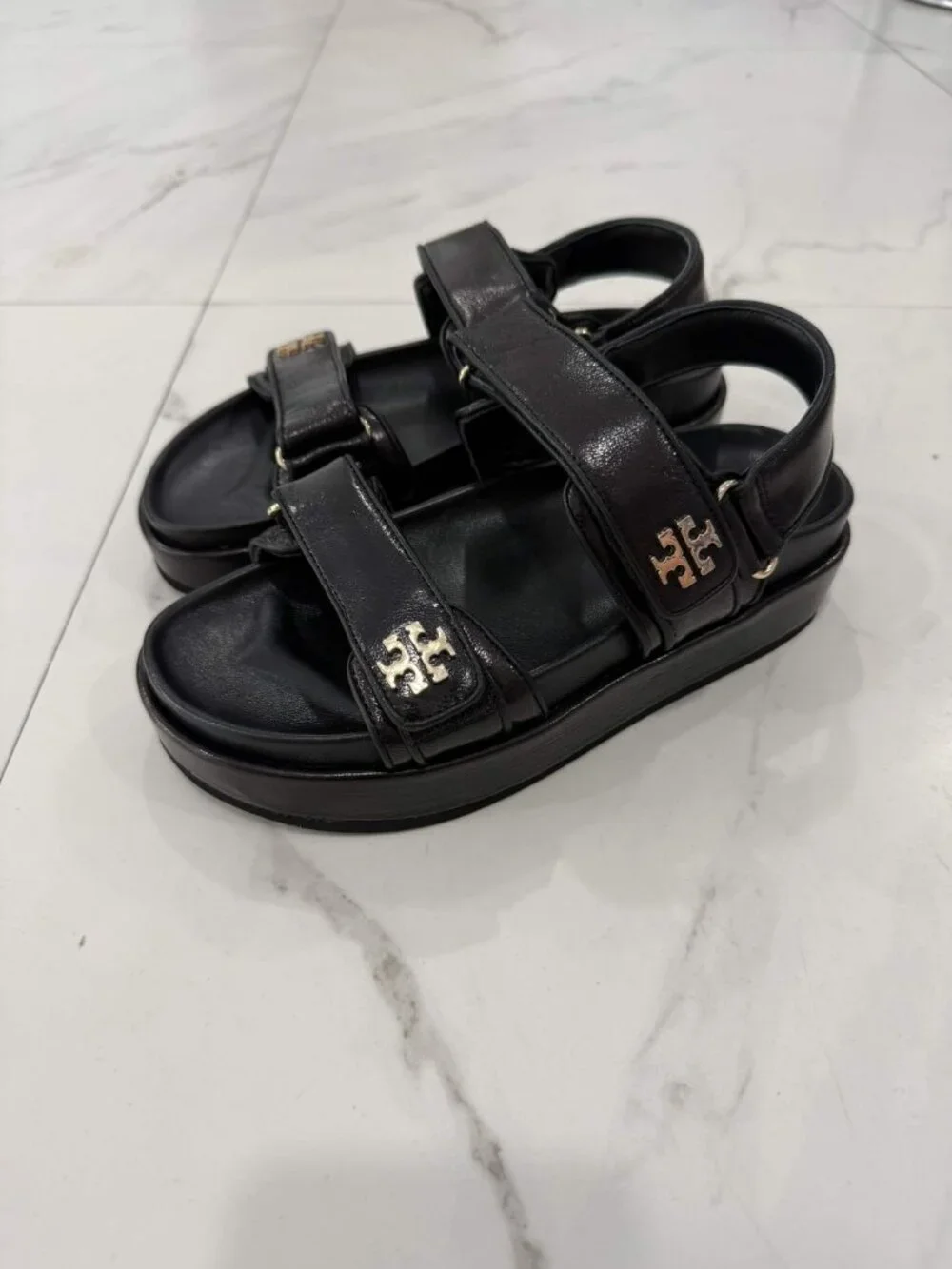 Tory Burch Kira Dual Strap Leather Sandal Women's Sizes 6, 7, 8.5